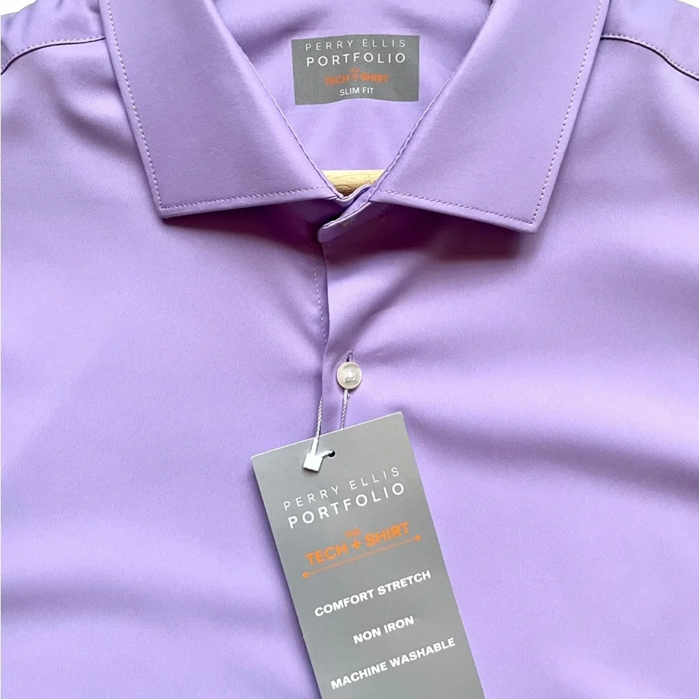 NWT Perry Ellis Slim Fit Non-Iron Tech Dress Shirt - Picture 3 of 6